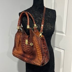 Brahmin croc shoulder handbag